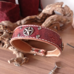 Western-Hundehalsband "Texas Ranger" - Braunes Rindleder